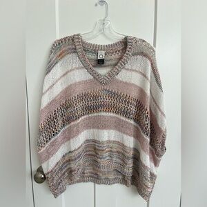 Akemi + Kin Anthropologie Sweater One Size Boho Open Knit Rainbow Confetti